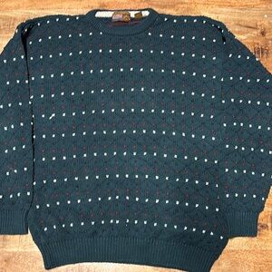 Vintage Authentic Issue Sweater Green/red And White Dots HeavyWeight 90s XL (3)